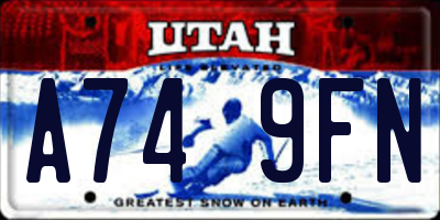 UT license plate A749FN