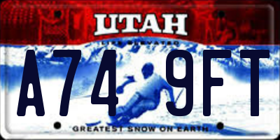UT license plate A749FT