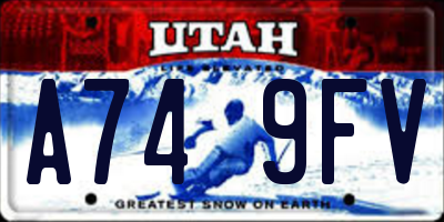 UT license plate A749FV