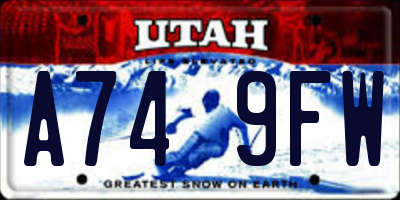 UT license plate A749FW