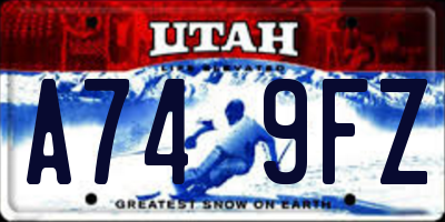 UT license plate A749FZ