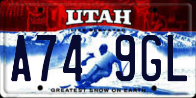 UT license plate A749GL