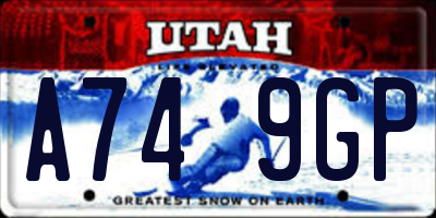 UT license plate A749GP