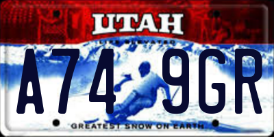 UT license plate A749GR