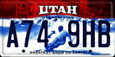 UT license plate A749HB
