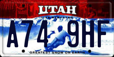 UT license plate A749HF