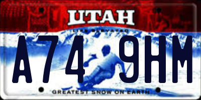 UT license plate A749HM