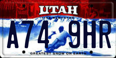 UT license plate A749HR