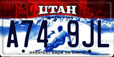 UT license plate A749JL
