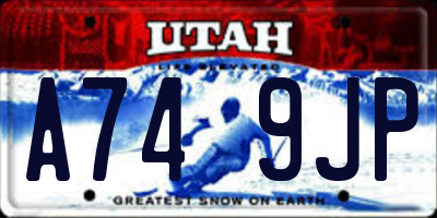 UT license plate A749JP