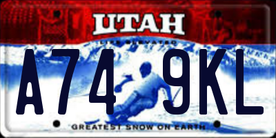 UT license plate A749KL