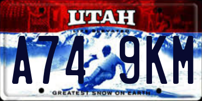 UT license plate A749KM