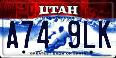 UT license plate A749LK