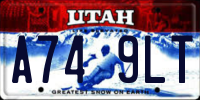 UT license plate A749LT