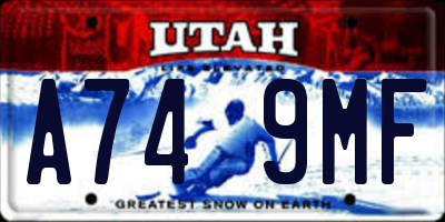 UT license plate A749MF
