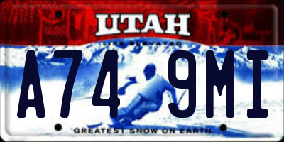 UT license plate A749MI