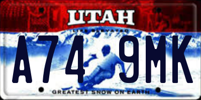 UT license plate A749MK