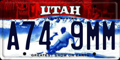 UT license plate A749MM