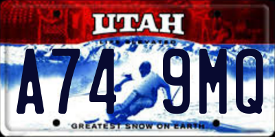 UT license plate A749MQ