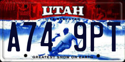 UT license plate A749PT