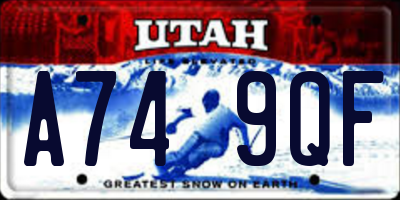 UT license plate A749QF