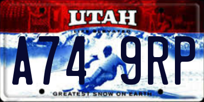 UT license plate A749RP