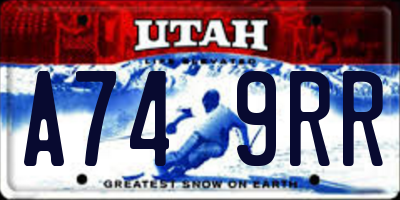UT license plate A749RR