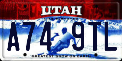 UT license plate A749TL