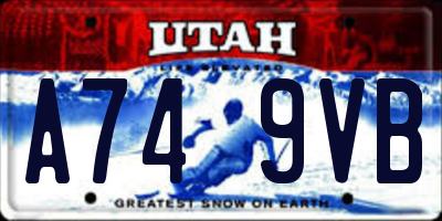 UT license plate A749VB