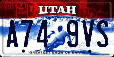 UT license plate A749VS