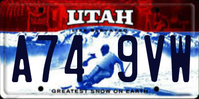 UT license plate A749VW