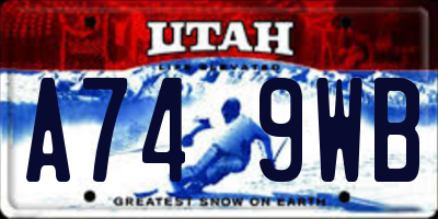 UT license plate A749WB