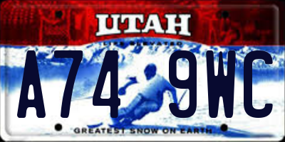 UT license plate A749WC