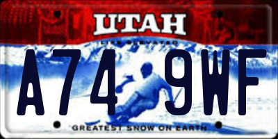 UT license plate A749WF