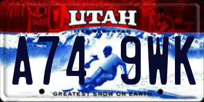 UT license plate A749WK
