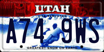 UT license plate A749WS