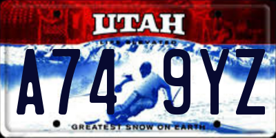 UT license plate A749YZ