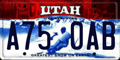 UT license plate A750AB