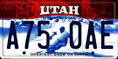 UT license plate A750AE