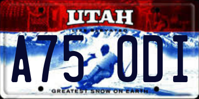 UT license plate A750DI