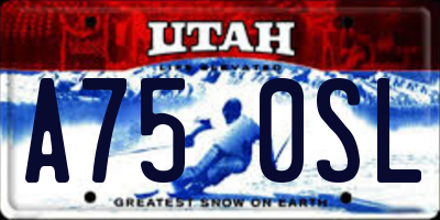 UT license plate A750SL