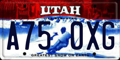 UT license plate A750XG
