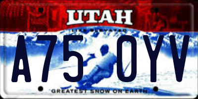 UT license plate A750YV