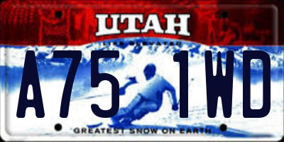 UT license plate A751WD