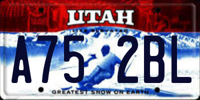 UT license plate A752BL