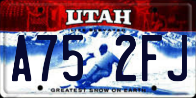 UT license plate A752FJ