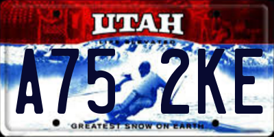 UT license plate A752KE
