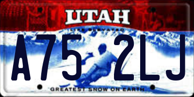 UT license plate A752LJ