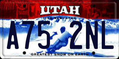 UT license plate A752NL