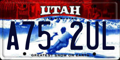 UT license plate A752UL
